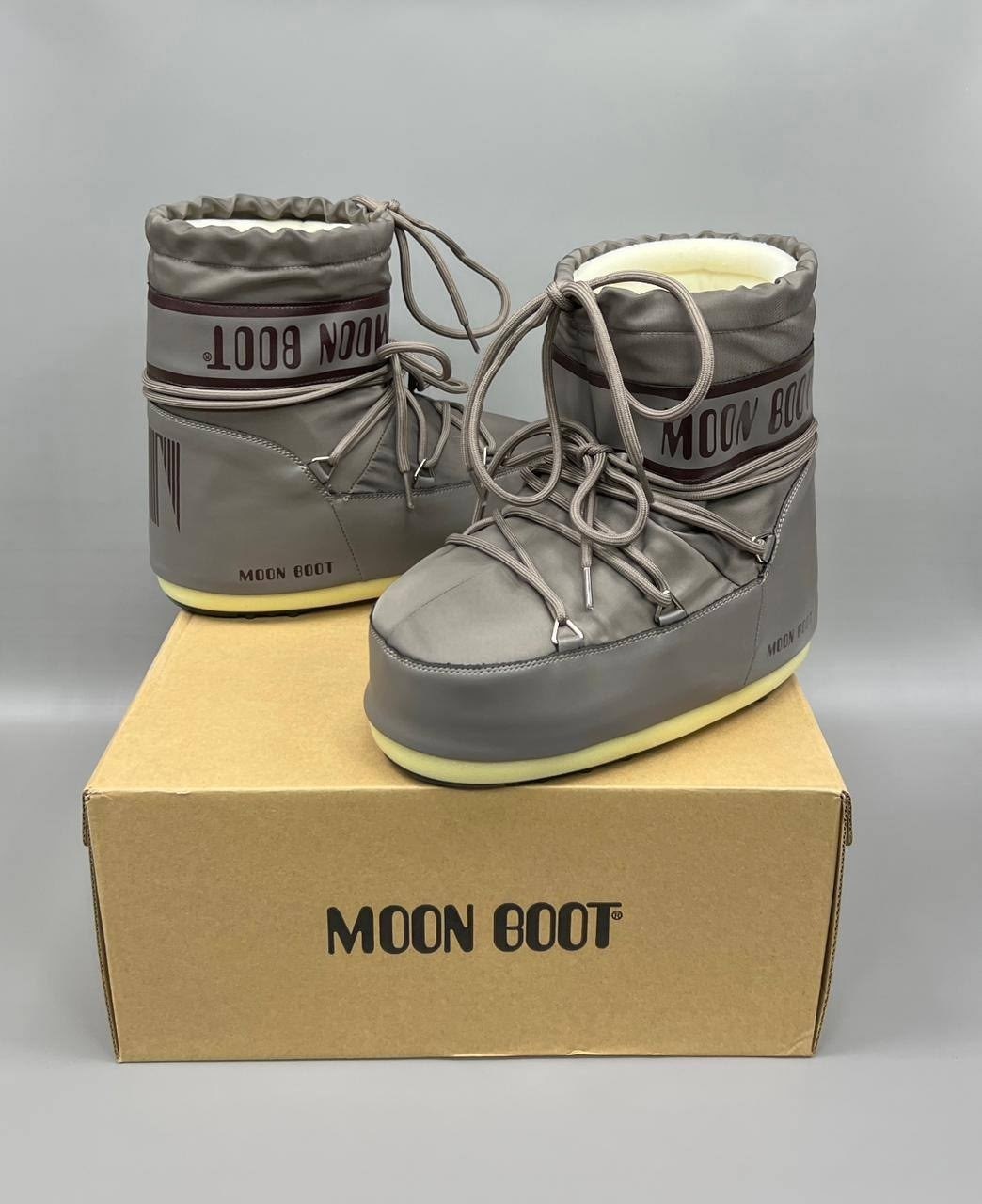 зимние ботинки moon boot,луноходы женские,мун бут,,зимние ботинки mb icon low nylon moon boot серый