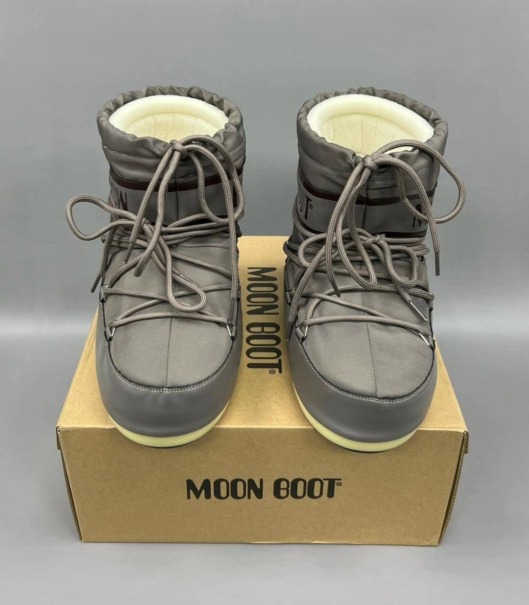 зимние ботинки moon boot,луноходы женские,мун бут,,зимние ботинки mb icon low nylon moon boot серый