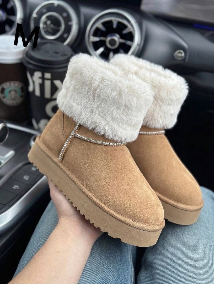 женские угги ugg,короткие угги из натуральной кожи с меховой опушкой бежевые obba,женские угги,угги с мехом на платформе,
