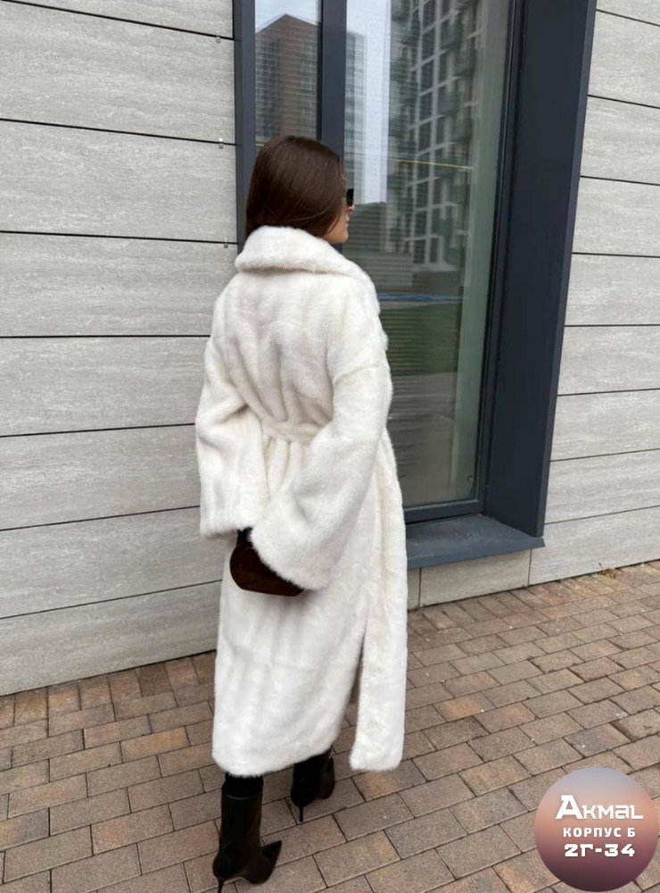 шуба искусственная экошуба длинная aimi fashion,шуба из эко меха под норку,шуба искусственная экошуба удлиненная aimi fashion цвет белый молочный,эко шуба,шуба из искусственной норки