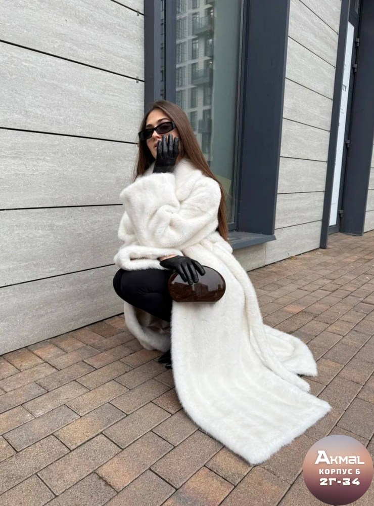 шуба искусственная экошуба длинная aimi fashion,шуба из эко меха под норку,шуба искусственная экошуба удлиненная aimi fashion цвет белый молочный,эко шуба,шуба из искусственной норки