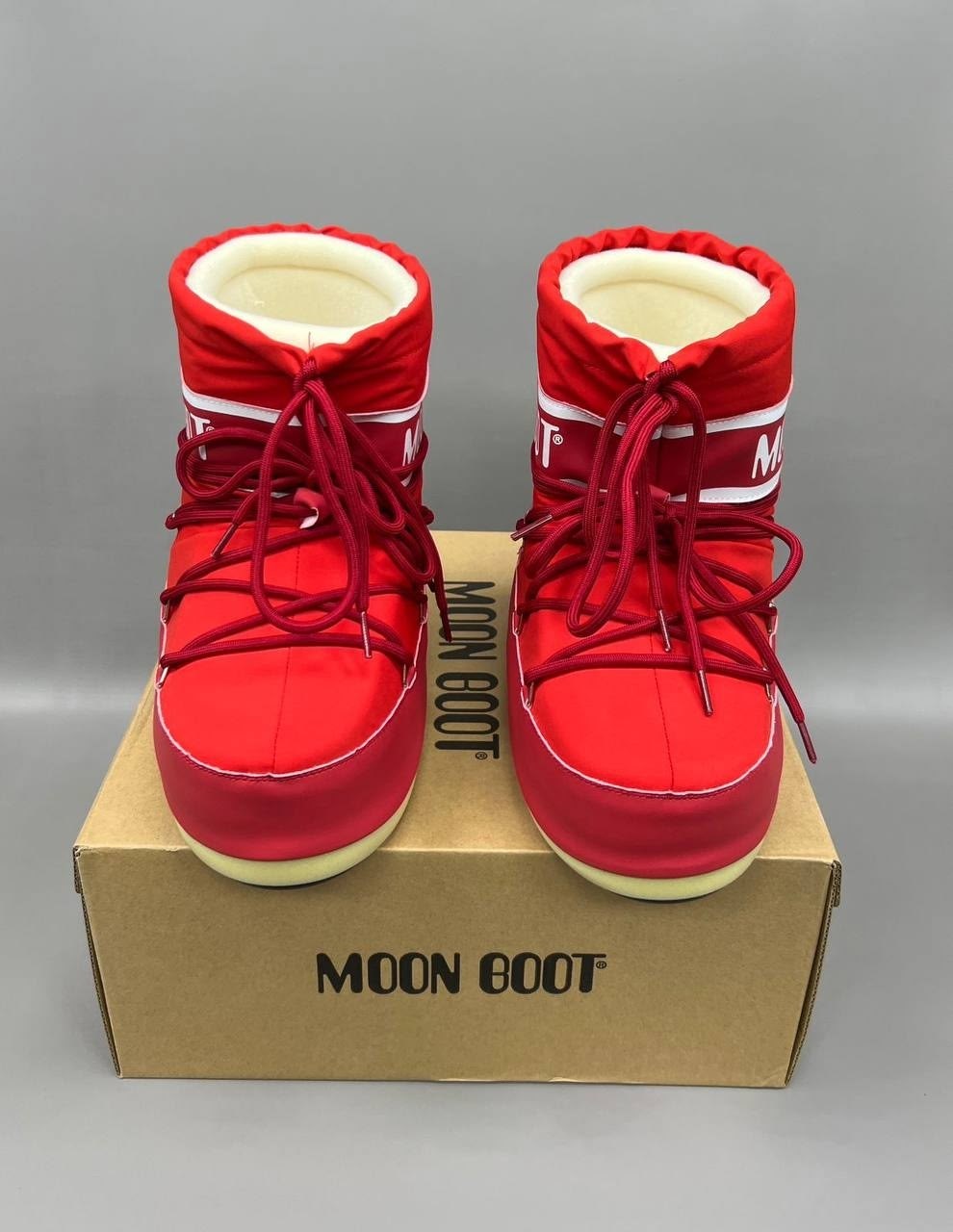 зимние сапоги из нейлона с низким логотипом moon boot красный,нейлоновые зимние ботинки moon boot красный,снежные сапоги из нейлона moon boot красный,сапоги icon low из нейлона moon boot красный,moon