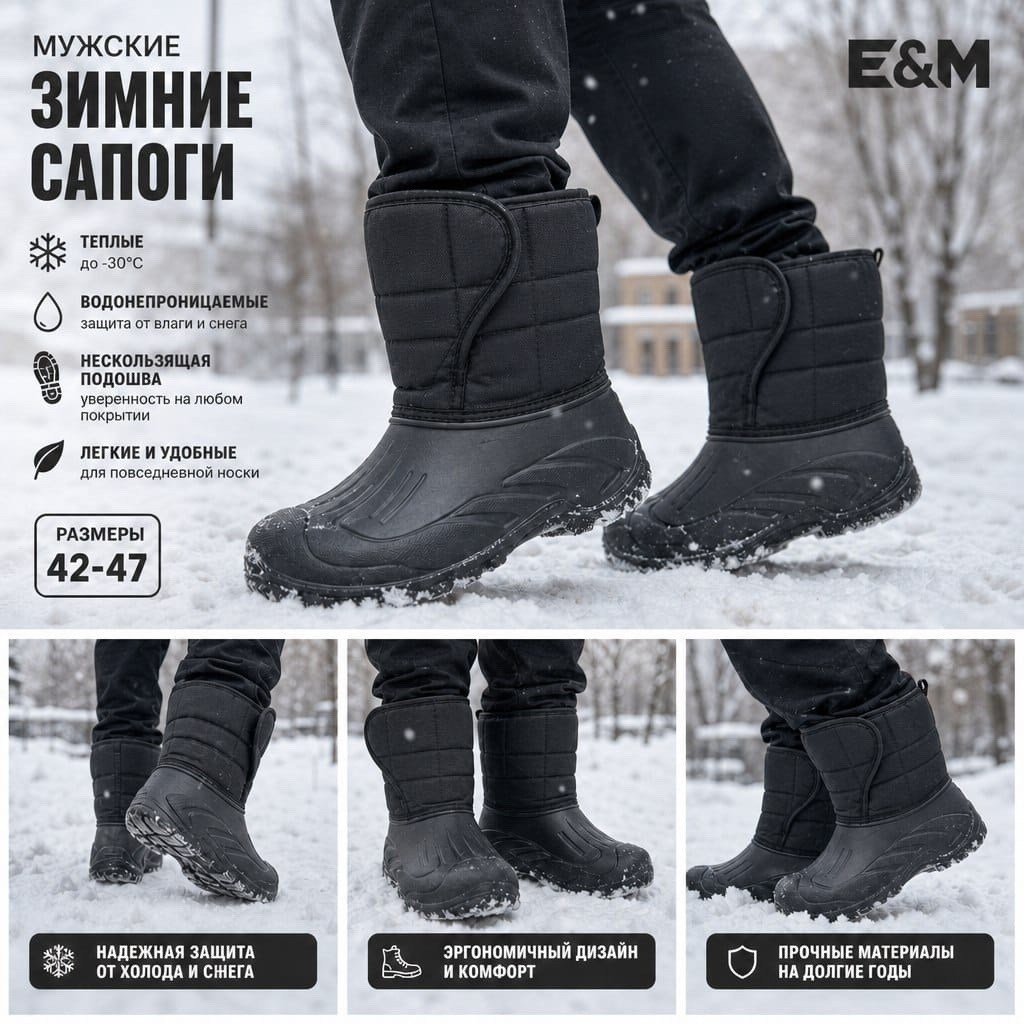 кари сапоги дутики мужские зимние,,мужские зимние дутики,мужские зимние сапоги дутики дарина,сноубутсы мужские юничел 1s8141 черные 42 ru