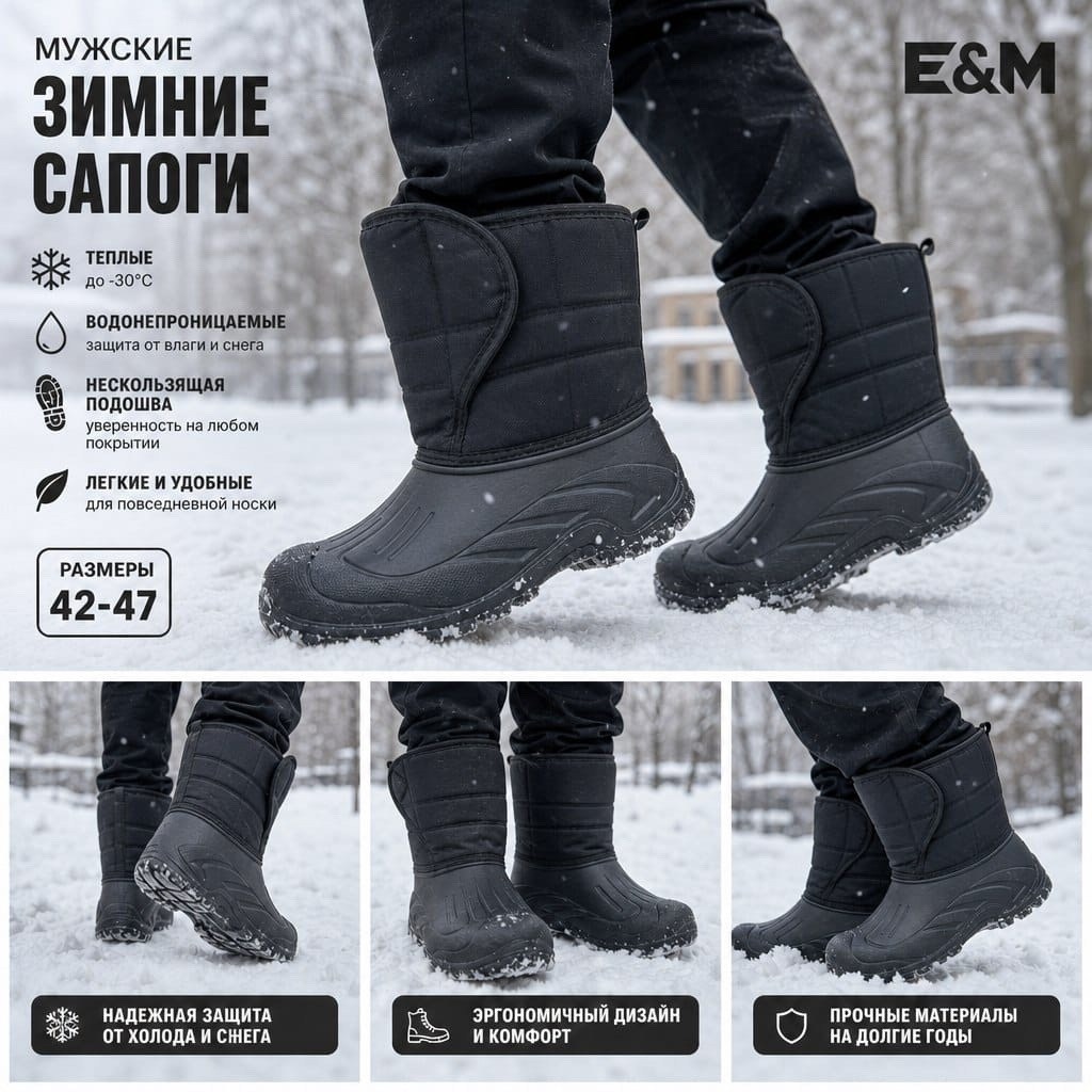 кари сапоги дутики мужские зимние,,мужские зимние дутики,мужские зимние сапоги дутики дарина,сноубутсы мужские юничел 1s8141 черные 42 ru