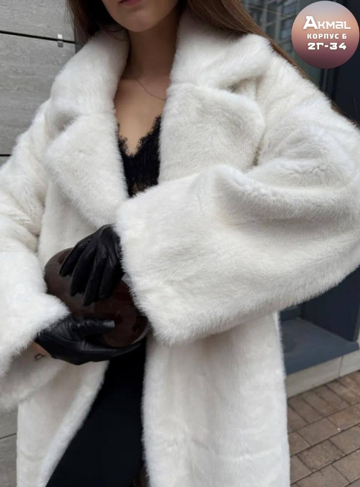 шуба искусственная экошуба длинная aimi fashion,шуба из эко меха под норку,шуба искусственная экошуба удлиненная aimi fashion цвет белый молочный,эко шуба,шуба из искусственной норки
