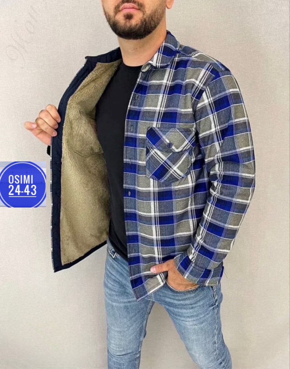 рубашка теплая на флисе,рубашка на меху,рубашка в клетку теплая h&h fashion,рубашка мужская утепленная,мужская клетчатая рубашка