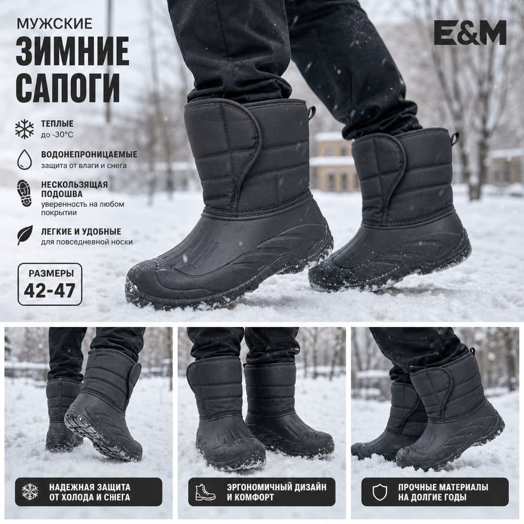 кари сапоги дутики мужские зимние,,мужские зимние дутики,мужские зимние сапоги дутики дарина,сноубутсы мужские юничел 1s8141 черные 42 ru