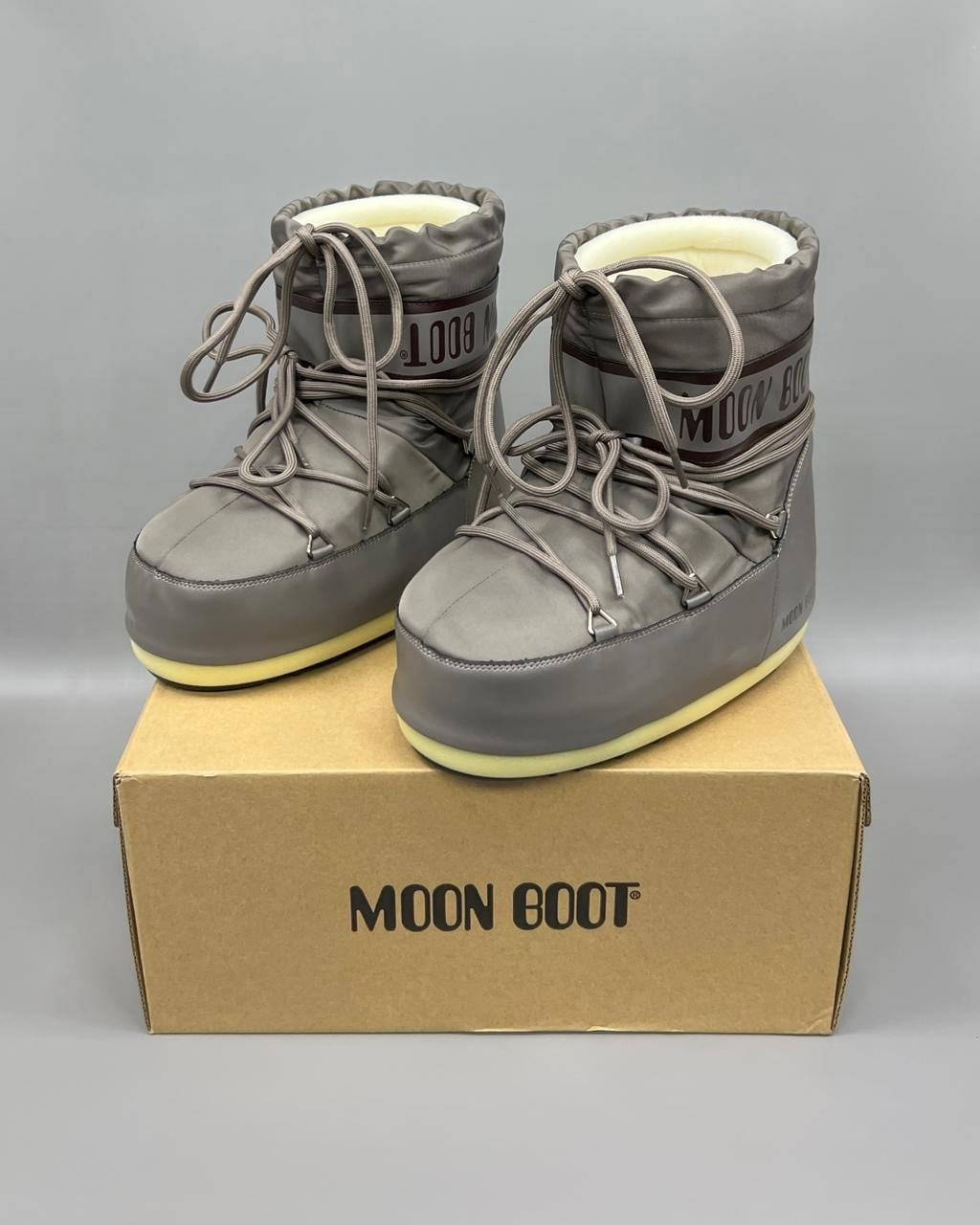 зимние ботинки moon boot,луноходы женские,мун бут,,зимние ботинки mb icon low nylon moon boot серый