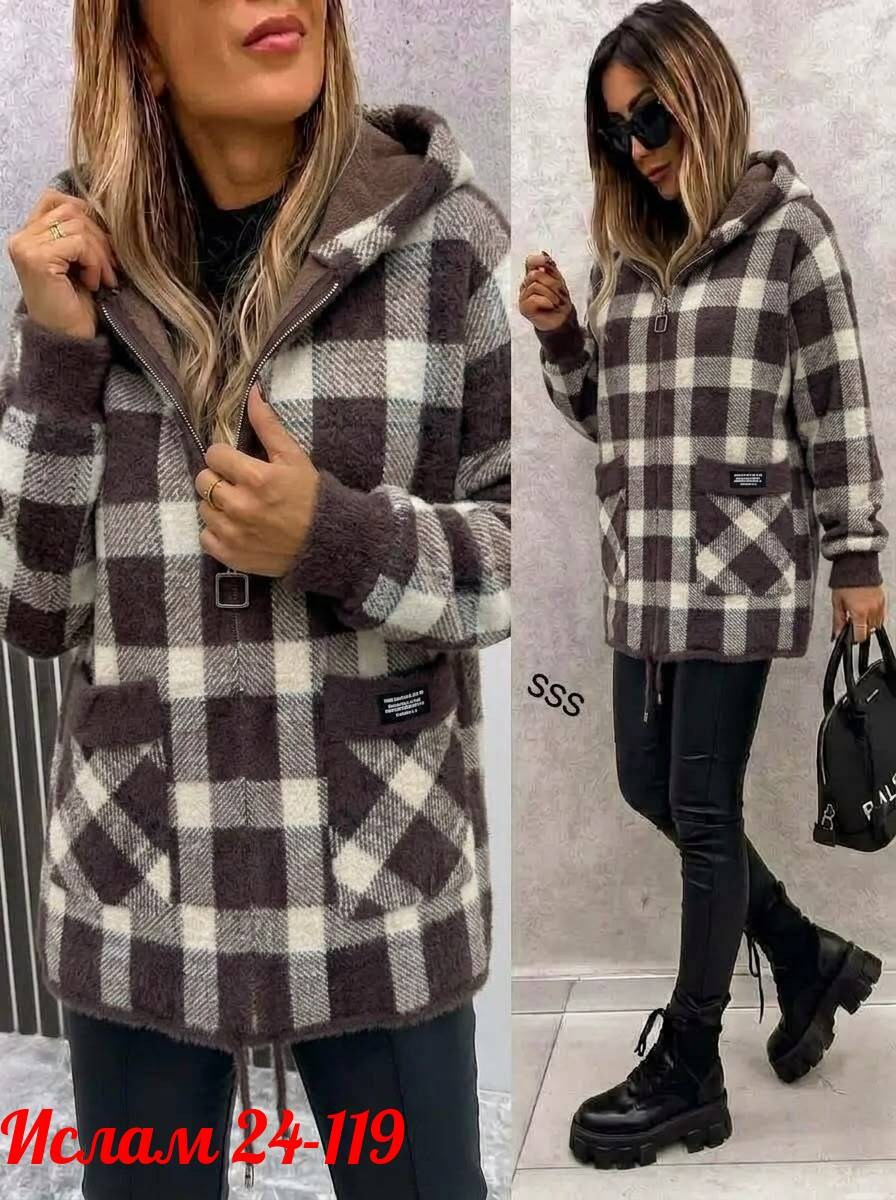 рубашка оверсайз теплая в клетку удлиненная amy store,женская кофта,рубашка теплая,,рубашка с капюшоном