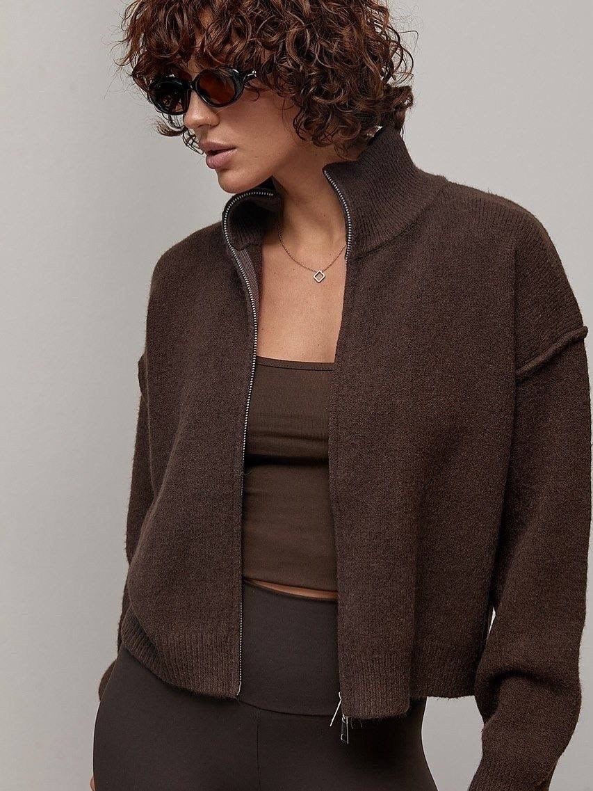 укороченная куртка-бомбер flores в снегу crush cashmere цвет snow,вязаный кардиган,женская кофта,кардиган,кофта короткая