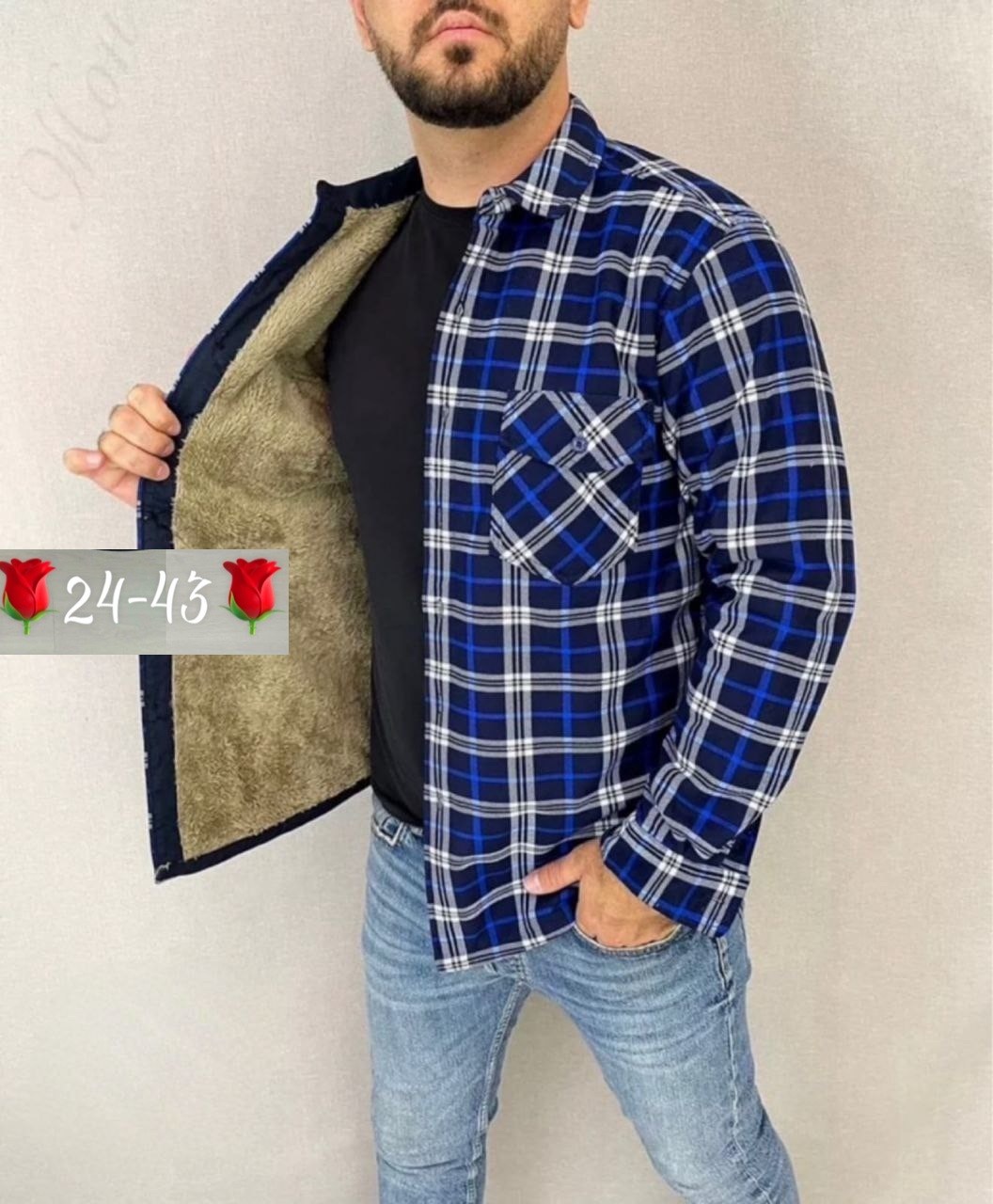 рубашка теплая на флисе,рубашка на меху,рубашка в клетку теплая h&h fashion,рубашка мужская утепленная,мужская клетчатая рубашка