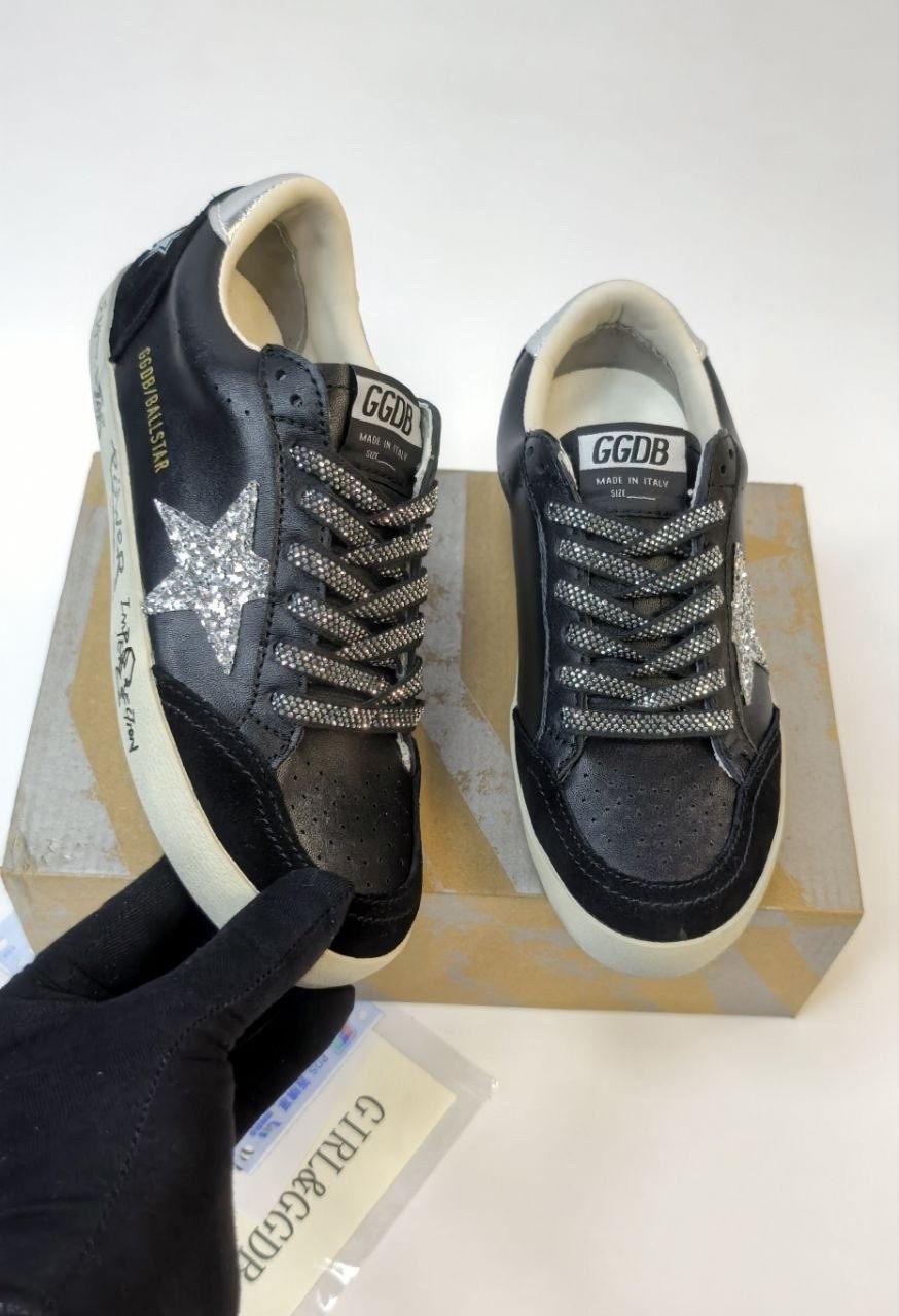 кеды golden goose,,golden goose кеды super-star с блестками черный,кроссовки golden goose,golden goose кеды hi star на платформе черный