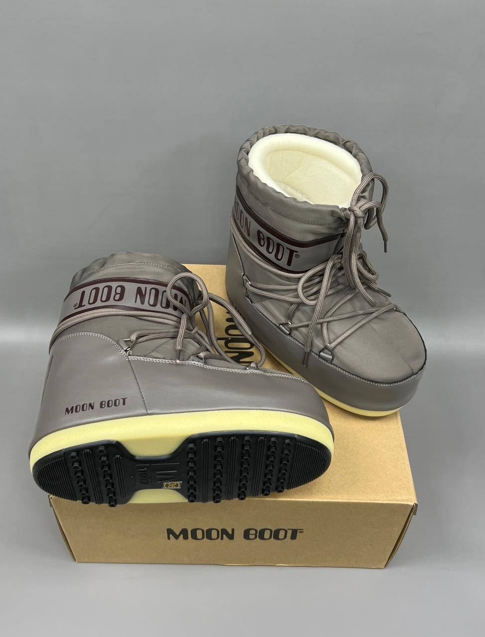 зимние ботинки moon boot,луноходы женские,мун бут,,зимние ботинки mb icon low nylon moon boot серый