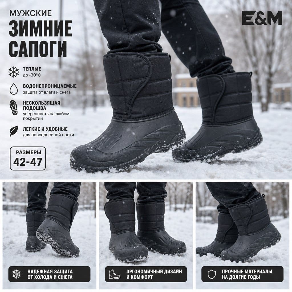 кари сапоги дутики мужские зимние,,мужские зимние дутики,мужские зимние сапоги дутики дарина,сноубутсы мужские юничел 1s8141 черные 42 ru