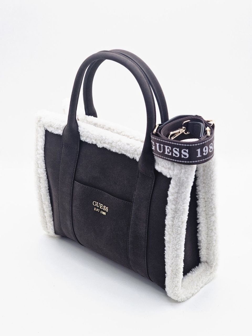 сумка женская guess,сумка женская guess коричневая с меховой отделкой,сумка женская с мехом guess,сумка guess,сумка женская guess тоут
