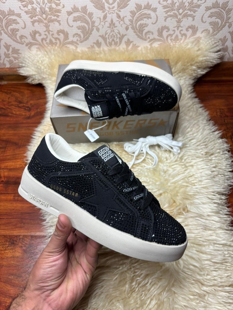 кеды hi star с блестками golden goose черный,кеды super-star с блестками golden goose черный,,женские низкие кеды super-star с блестками golden goose, цвет black,golden goose black glitter hi sta