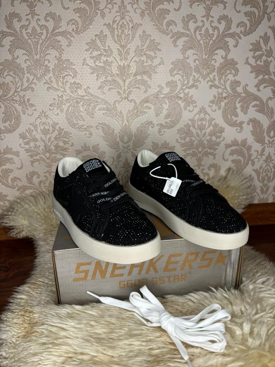 кеды hi star с блестками golden goose черный,кеды super-star с блестками golden goose черный,,женские низкие кеды super-star с блестками golden goose, цвет black,golden goose black glitter hi sta