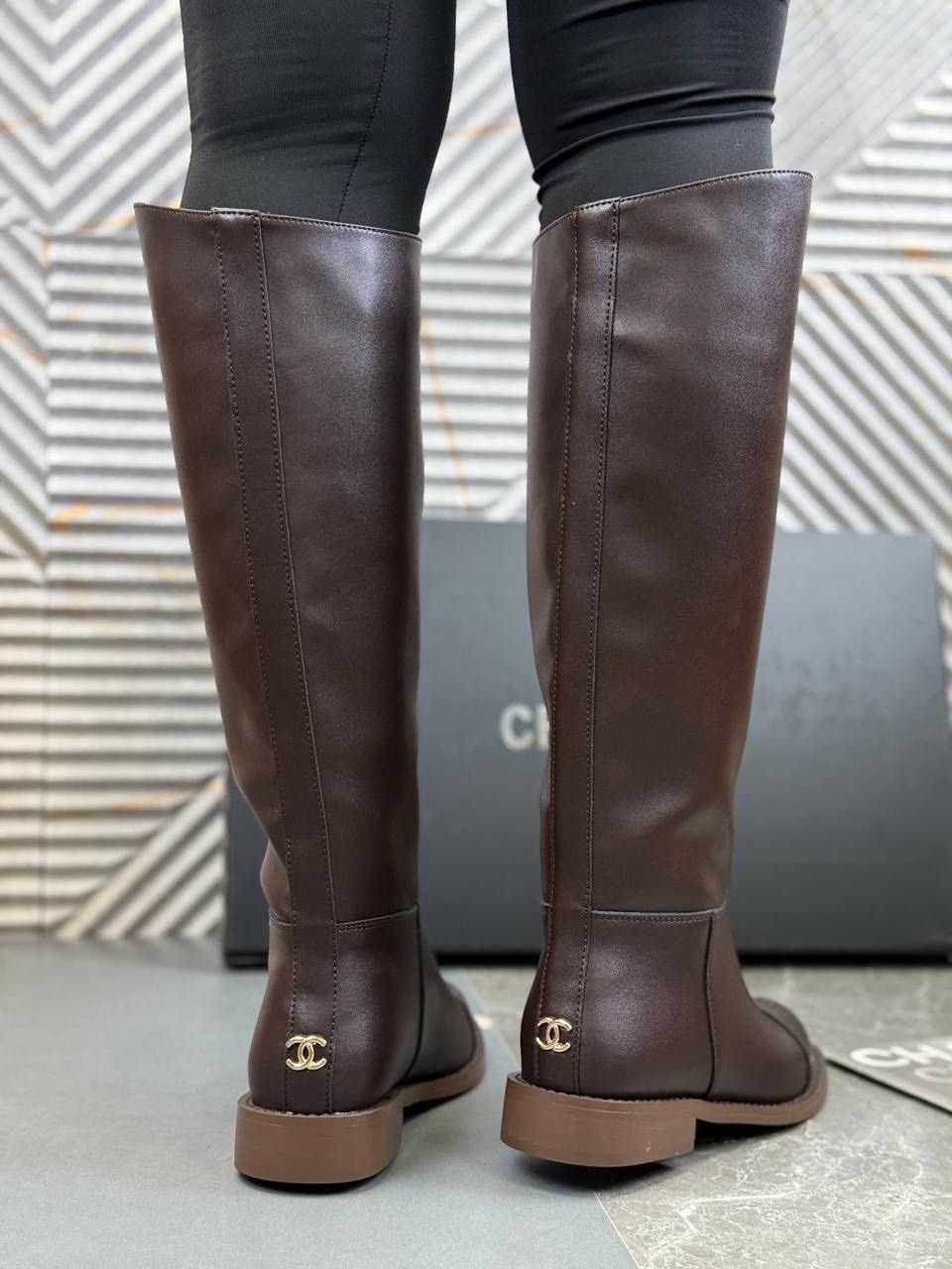 сапоги chanel,сапоги,женские сапоги,кожаные сапоги,сапоги высокие