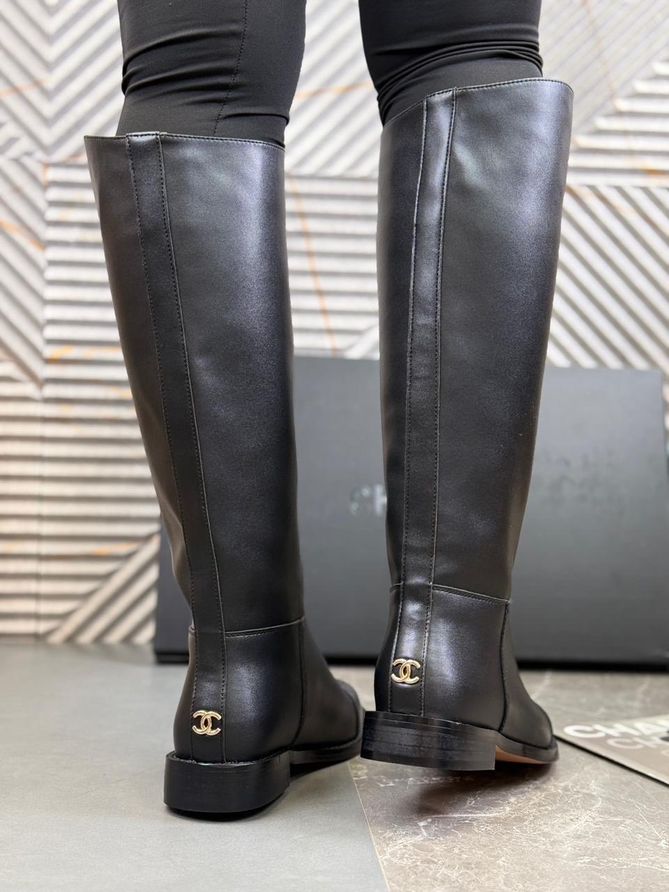 сапоги женские,,сапоги,женские брендовые кожаные сапоги chanel premium,сапоги шанель