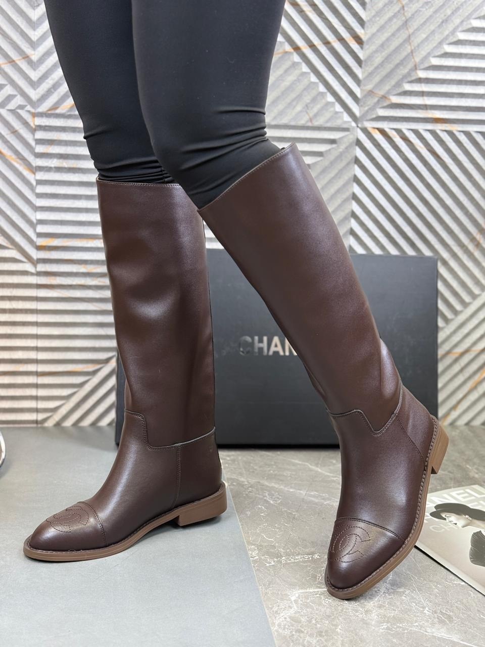 сапоги chanel,сапоги,женские сапоги,кожаные сапоги,сапоги высокие