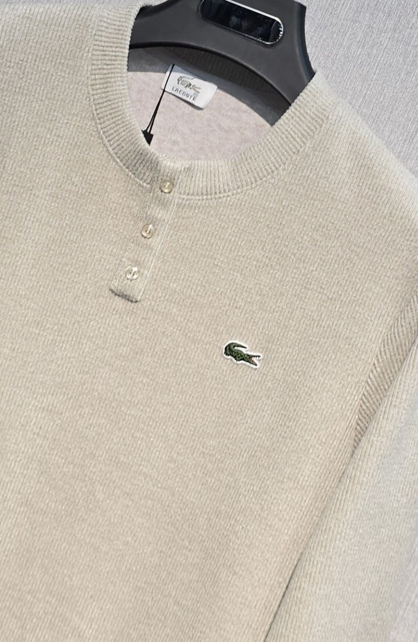 бежевый джемпер,кофта с воротником,свитер джемпер,свитер lacoste,бежевый свитер