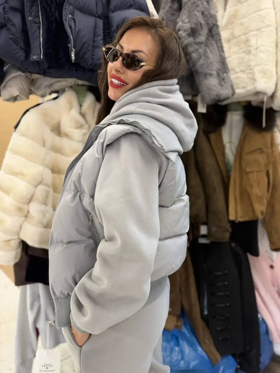 женский серый костюм тройка miu miu premium,спортивный костюм теплый с начесом с капюшоном оверсайз modern_girlie,серый костюм тройка женский,костюм тройка женский,костюм на флисе