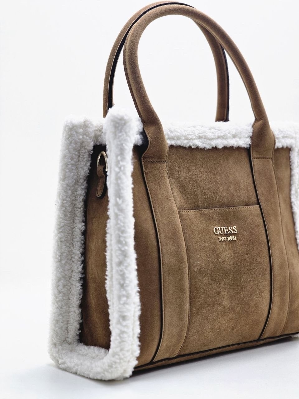 сумка женская guess,сумка женская guess коричневая с меховой отделкой,сумка женская с мехом guess,сумка guess,сумка женская guess тоут