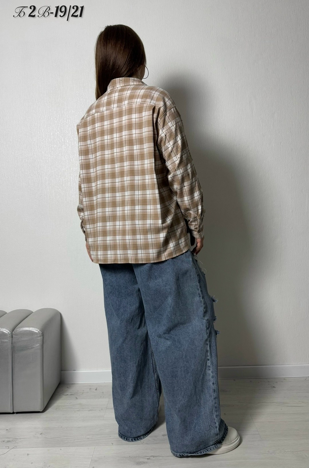 женская рубашка в клетку,рубашка женская 7007 "клетка № 4",женская рубашка oversize в клетку,рубашка оверсайз в клетку thirteen brand,рубашка женская 7007 клетка
