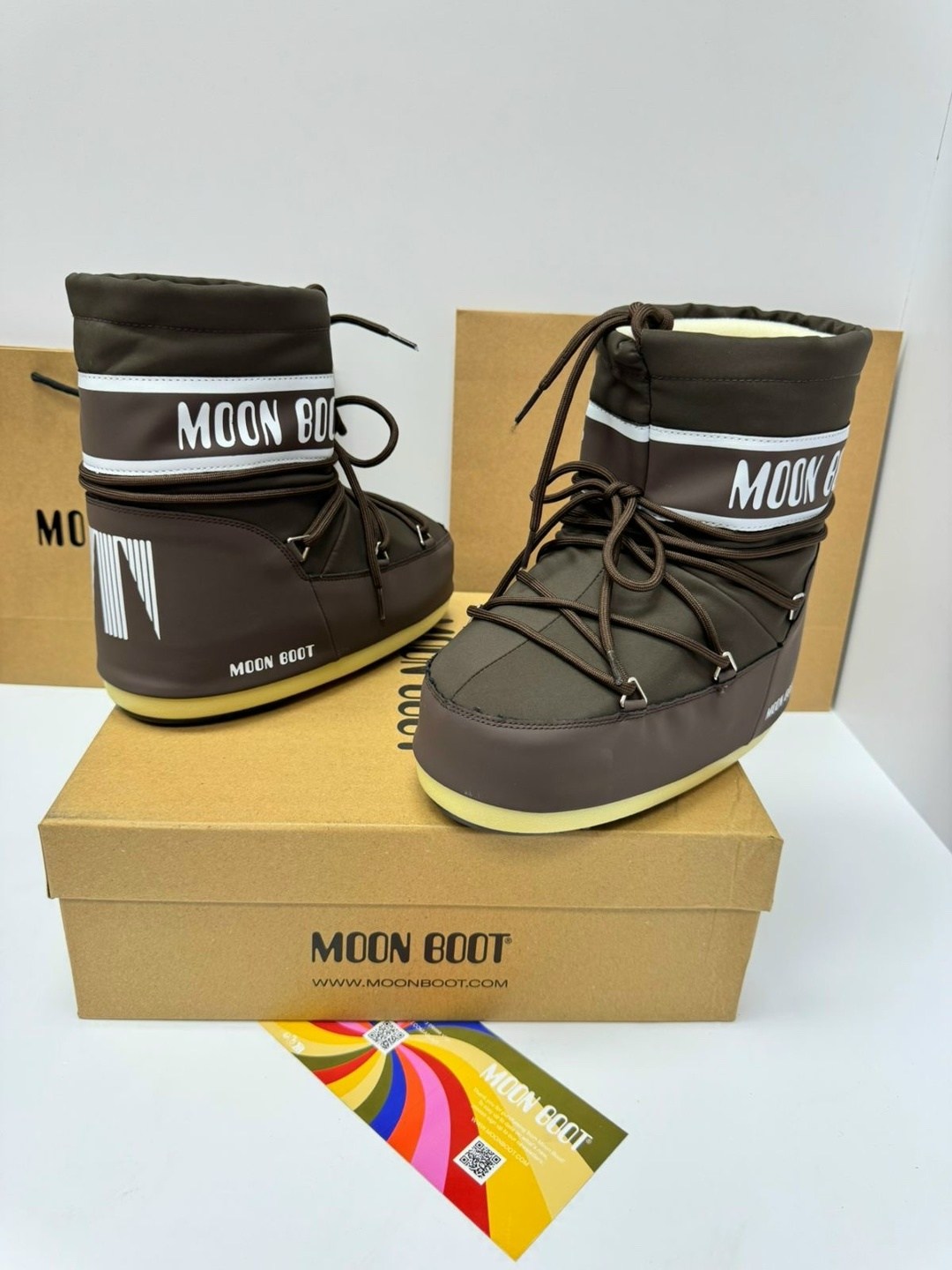 детские зимние ботинки icon nylon moon boot коричневый,луноходы moon boot,зимние ботинки moon boot,ботинки moon boot,сапоги moon из нейлона с низким логотипом moon boot черный