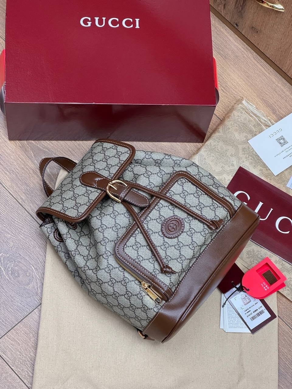 рюкзак gucci a123176 28/26/13 см коричнево-бежевый,женский рюкзак gucci,рюкзак gucci,рюкзак гуччи белый,рюкзак женский гуччи