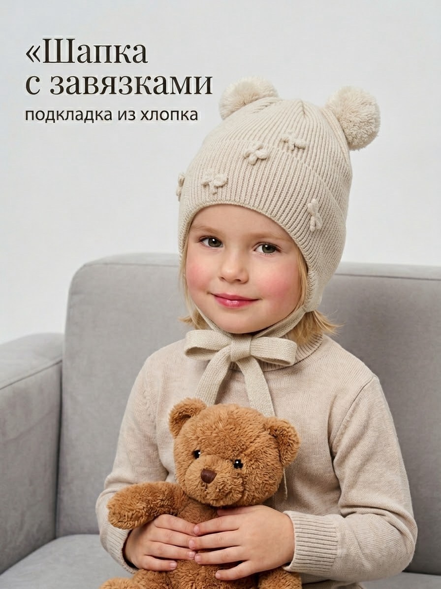 шапка с завязками,шапка с завязками для девочки,шапка для детей,детская шапочка,детская шапка