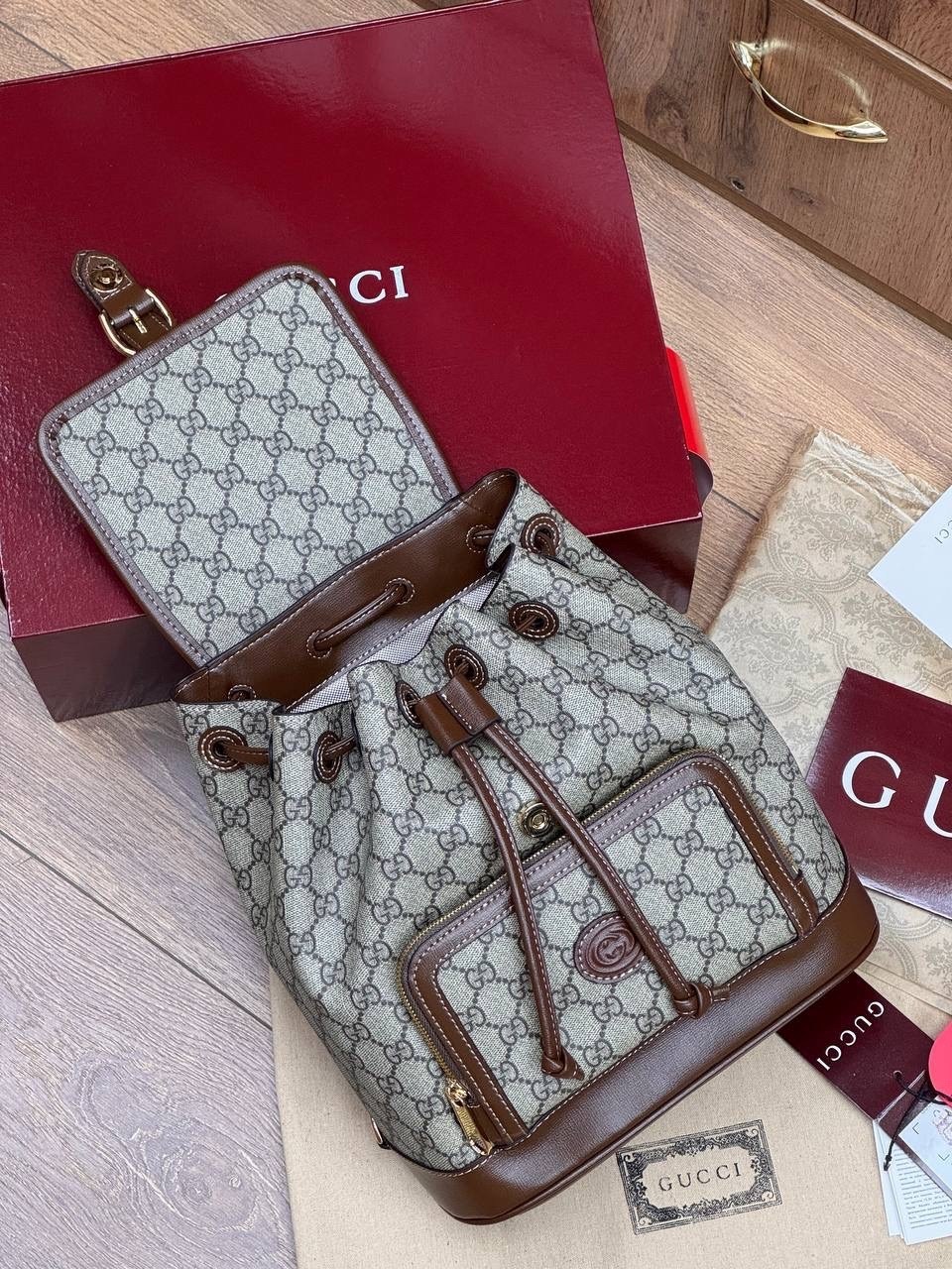 рюкзак gucci a123176 28/26/13 см коричнево-бежевый,женский рюкзак gucci,рюкзак gucci,рюкзак гуччи белый,рюкзак женский гуччи