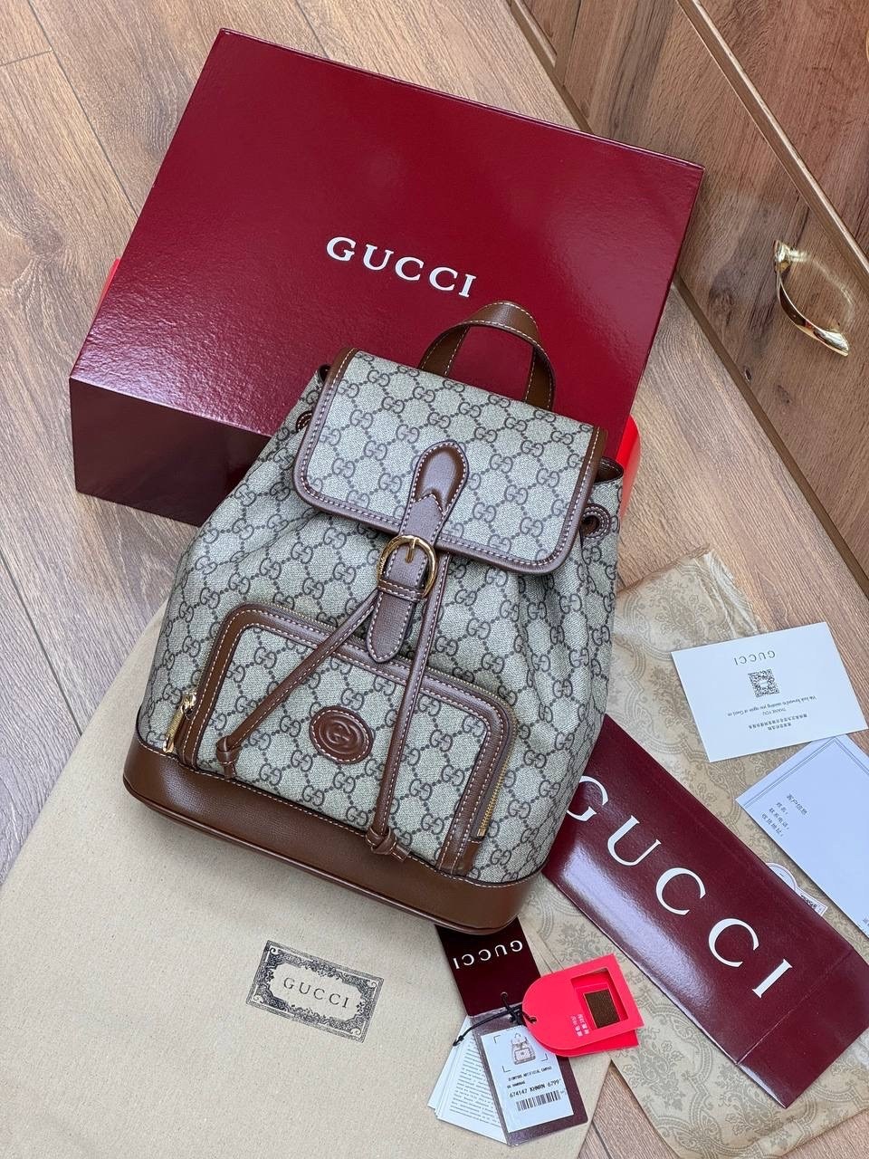 рюкзак gucci a123176 28/26/13 см коричнево-бежевый,женский рюкзак gucci,рюкзак gucci,рюкзак гуччи белый,рюкзак женский гуччи