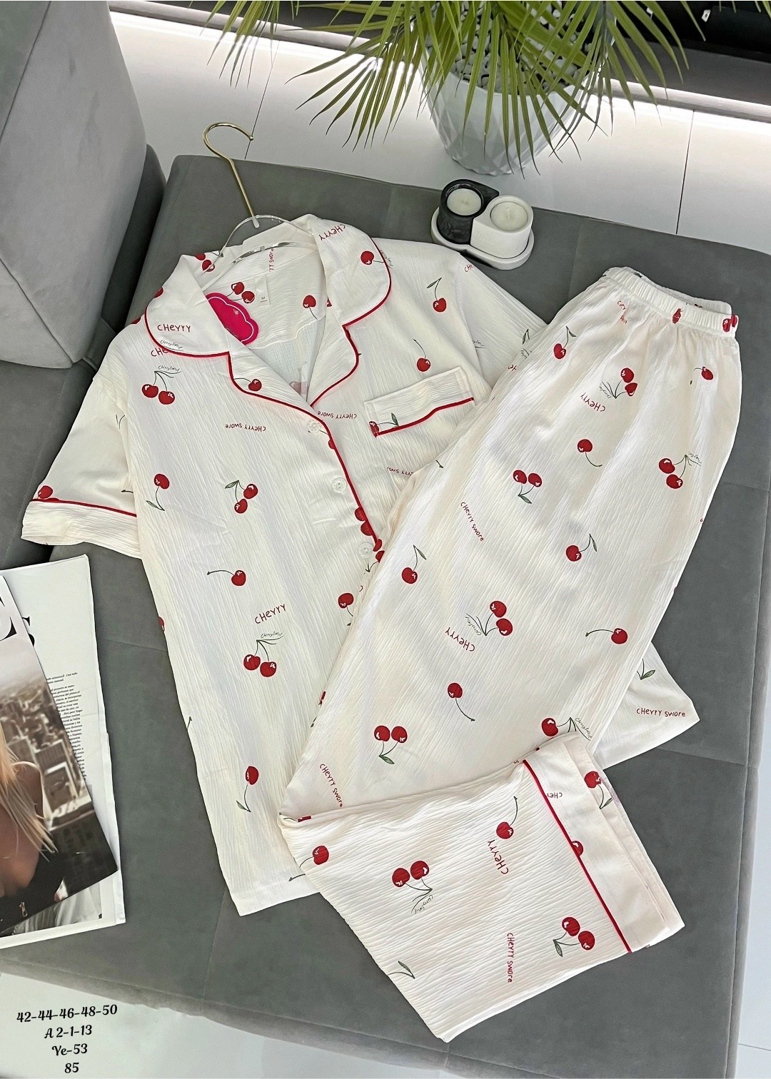 женские пижамные комплекты,женская пижама,комплект пижама,пижама для женщин,комплект женских пижам вишневый принт