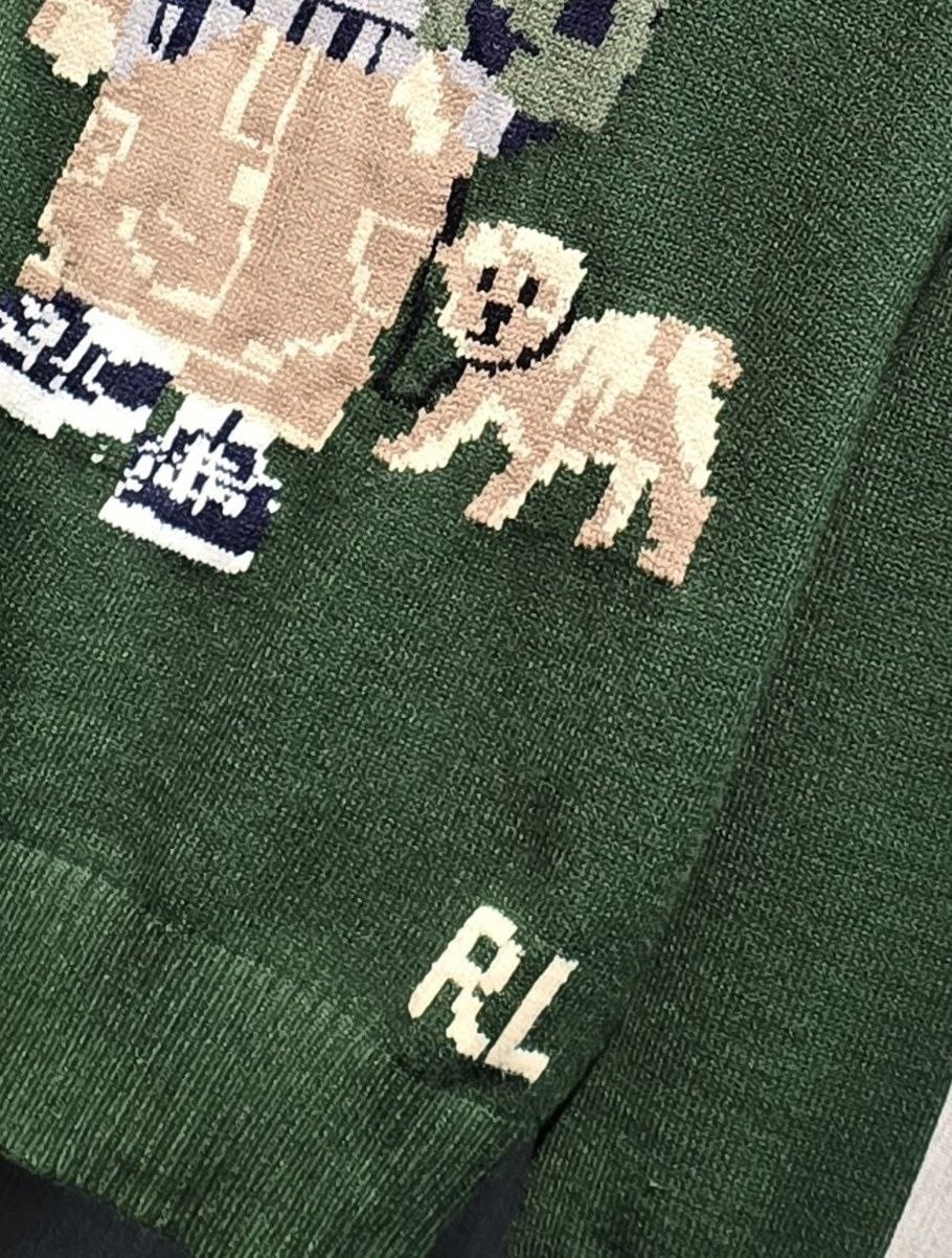 polo ralph lauren свитер с принтом polo bear зеленый,свитер polo ralph lauren,polo ralph lauren bear sweater,polo ralph lauren свитер 'prep bear' в темно-зеленый,polo ralph lauren polo bear cotton swe