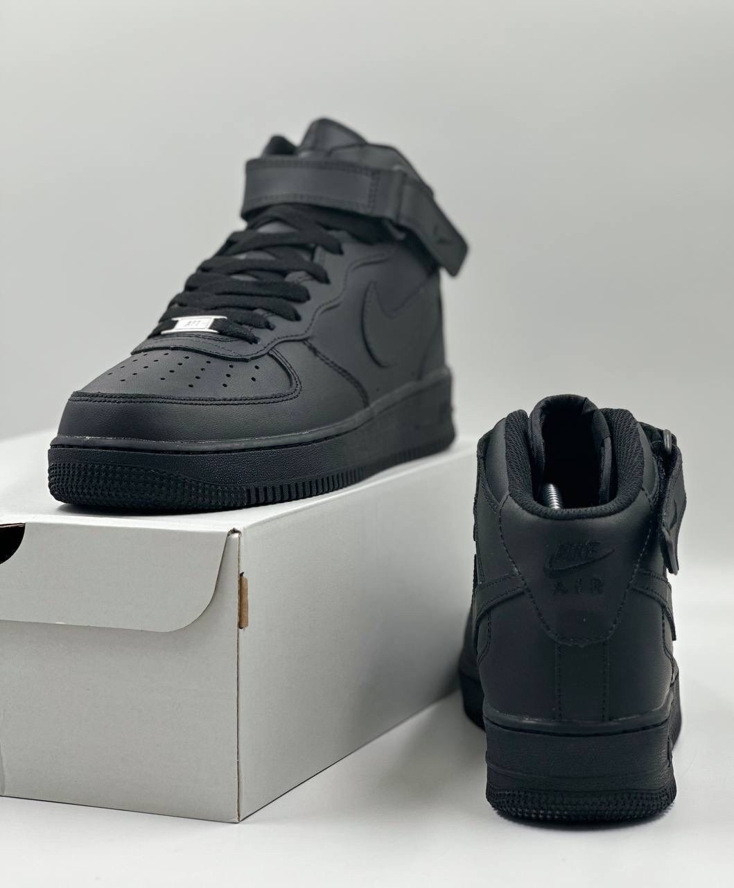 кроссовки nike air force 1 mid "black",nike air force 1 mid "black",кроссовки nike air force 1 черные высокие,кроссовки nike air force 1 mid,nike air force 1 mid