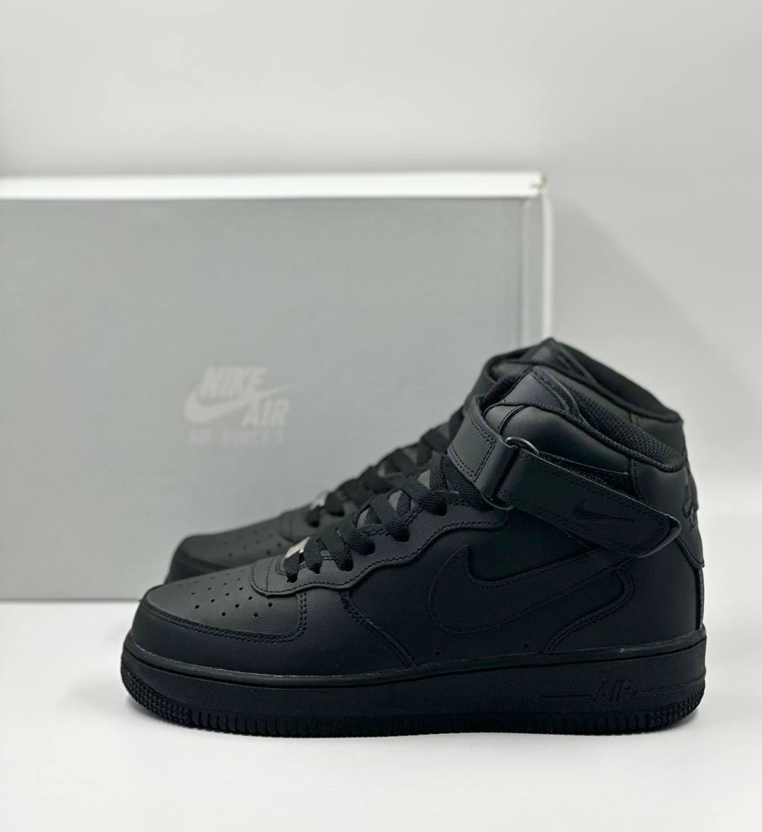 кроссовки nike air force 1 mid "black",nike air force 1 mid "black",кроссовки nike air force 1 черные высокие,кроссовки nike air force 1 mid,nike air force 1 mid