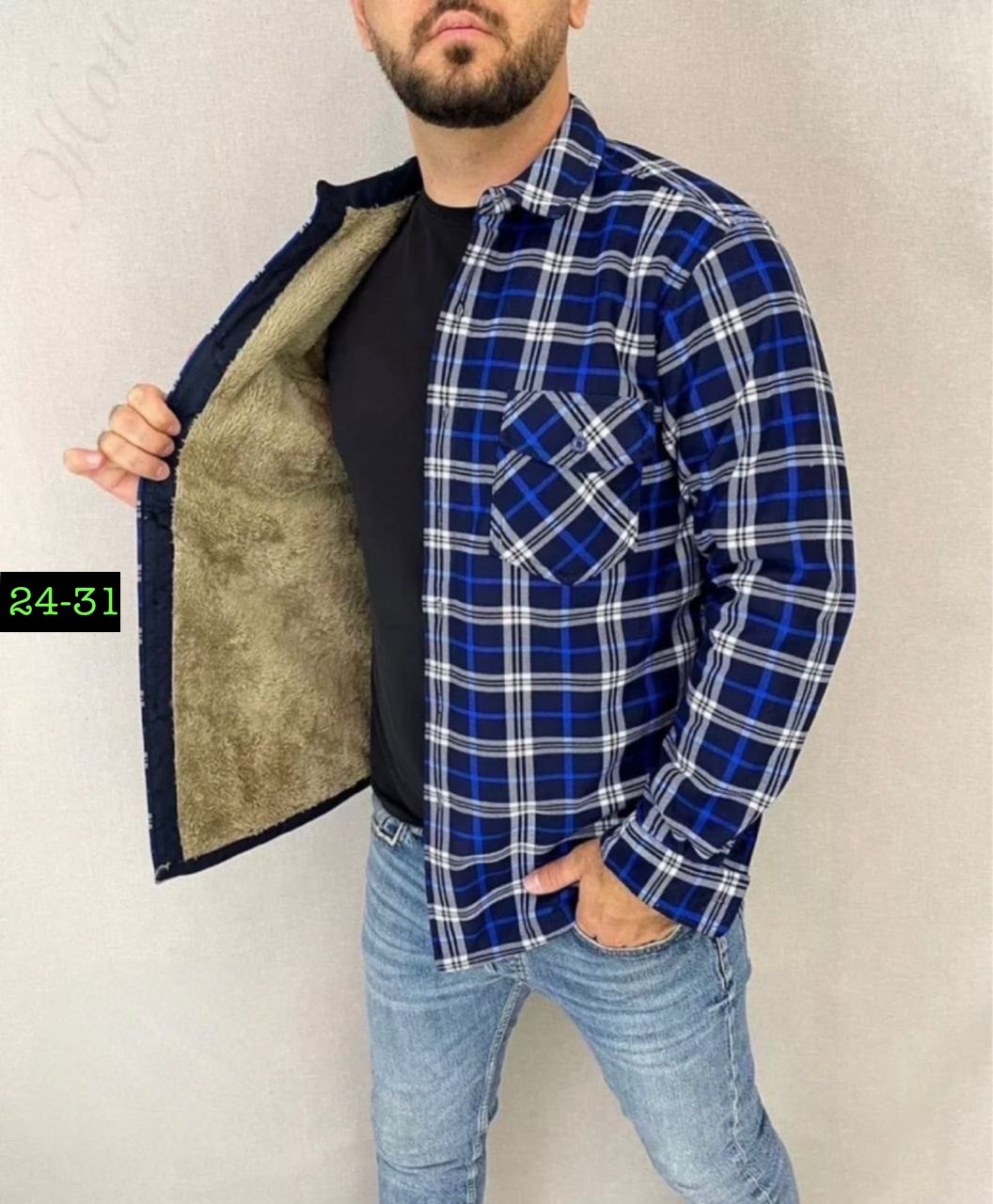 рубашка теплая на флисе,рубашка на меху,рубашка в клетку теплая h&h fashion,мужская клетчатая рубашка,рубашка теплая мужская
