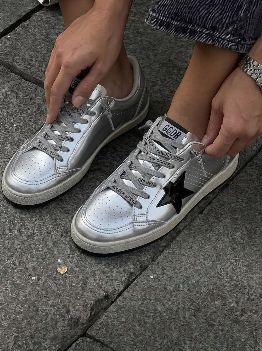 golden goose sneakers,,мужские кроссовки golden goose superstar белый серебряный,golden goose super star,golden goose superstar