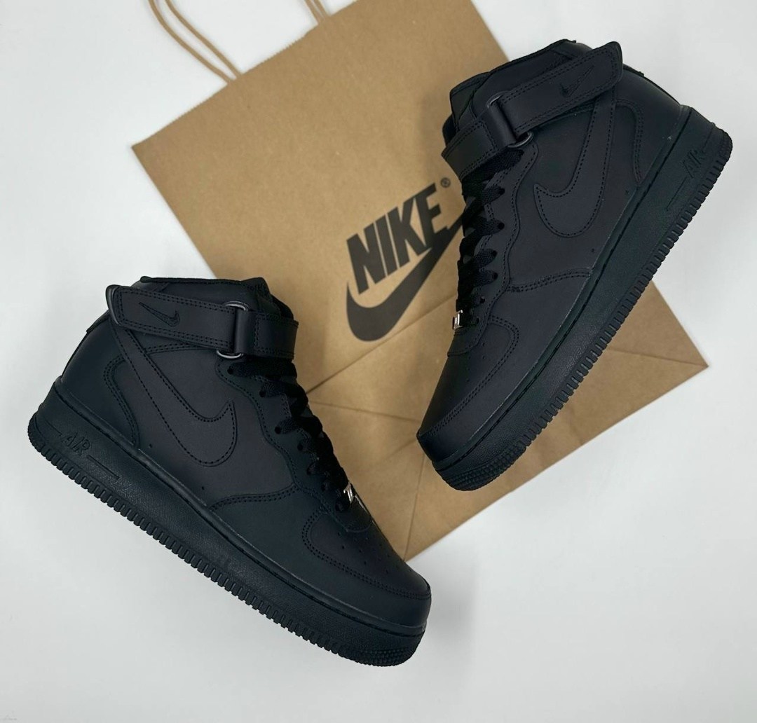 кроссовки nike air force 1 mid "black",nike air force 1 mid "black",кроссовки nike air force 1 черные высокие,кроссовки nike air force 1 mid,nike air force 1 mid