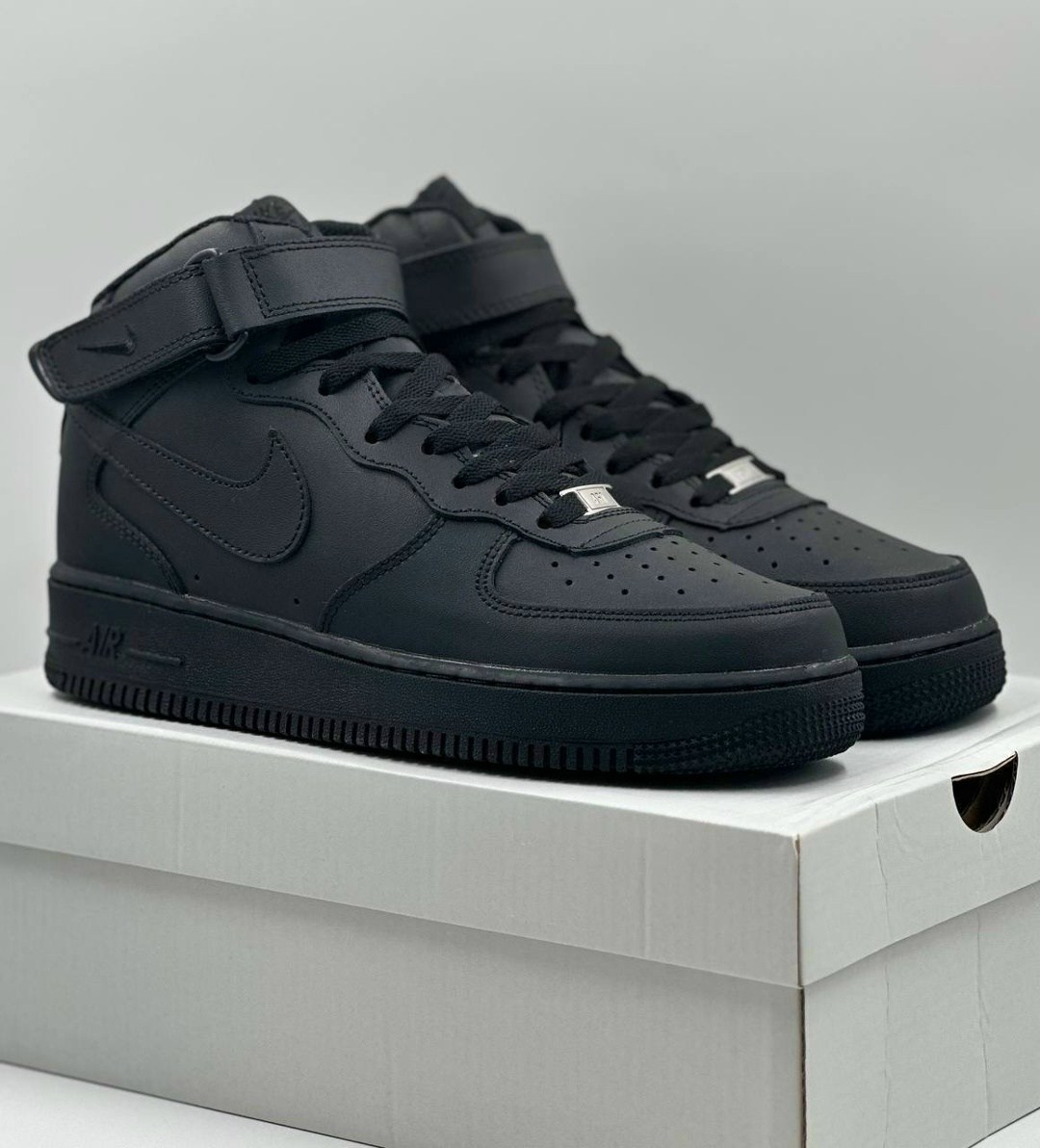 кроссовки nike air force 1 mid "black",nike air force 1 mid "black",кроссовки nike air force 1 черные высокие,кроссовки nike air force 1 mid,nike air force 1 mid