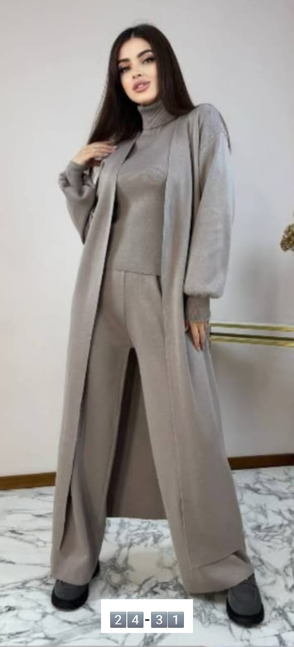 костюм тройка вязаный с кардиганом k.s 316124418,трикотажные костюмы,элегантные кардиганы,комплект кардиган,вязаные костюмы