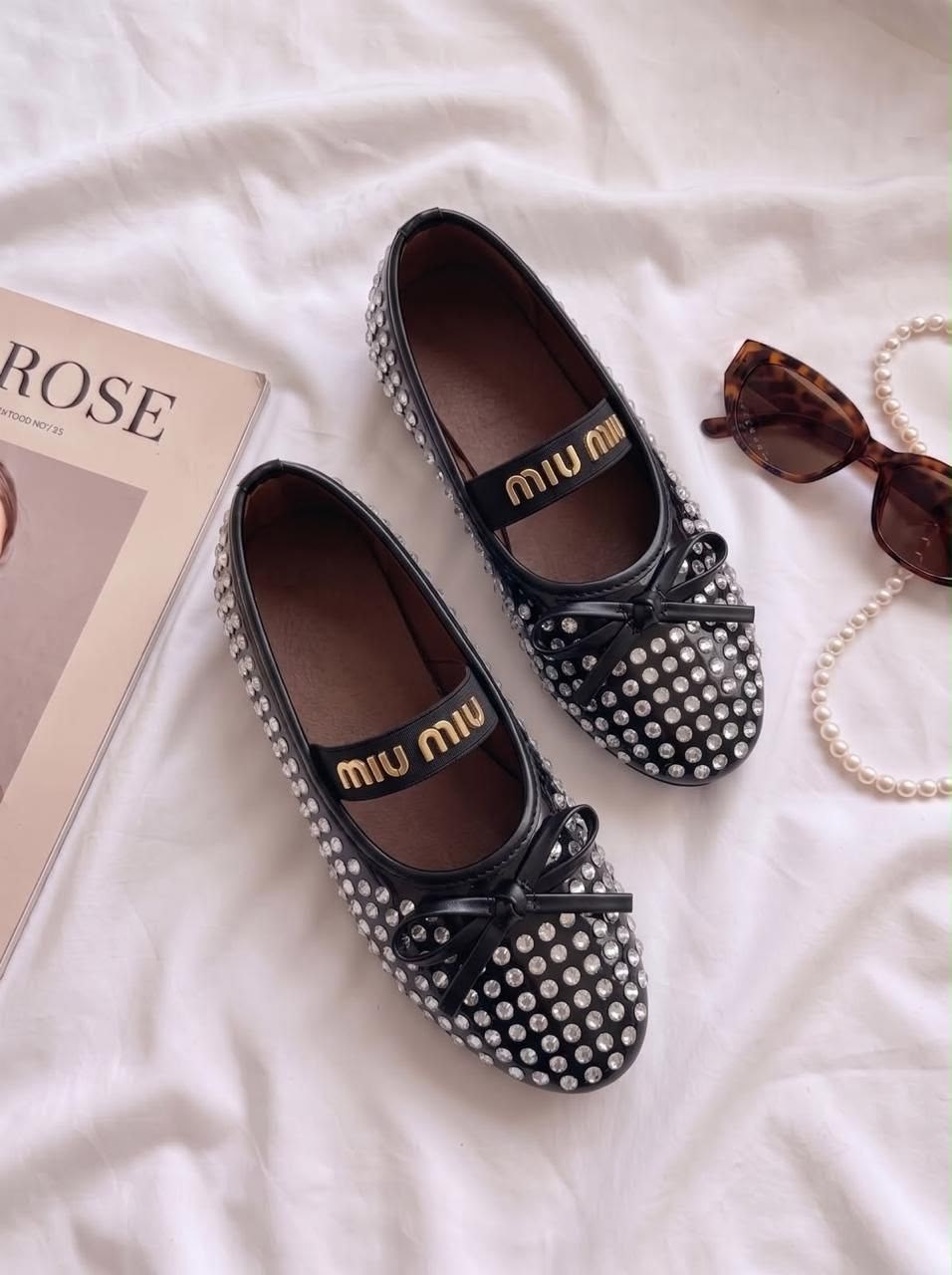 балетки miu miu,,балетки со стразами,туфли стильные,балетки alaia