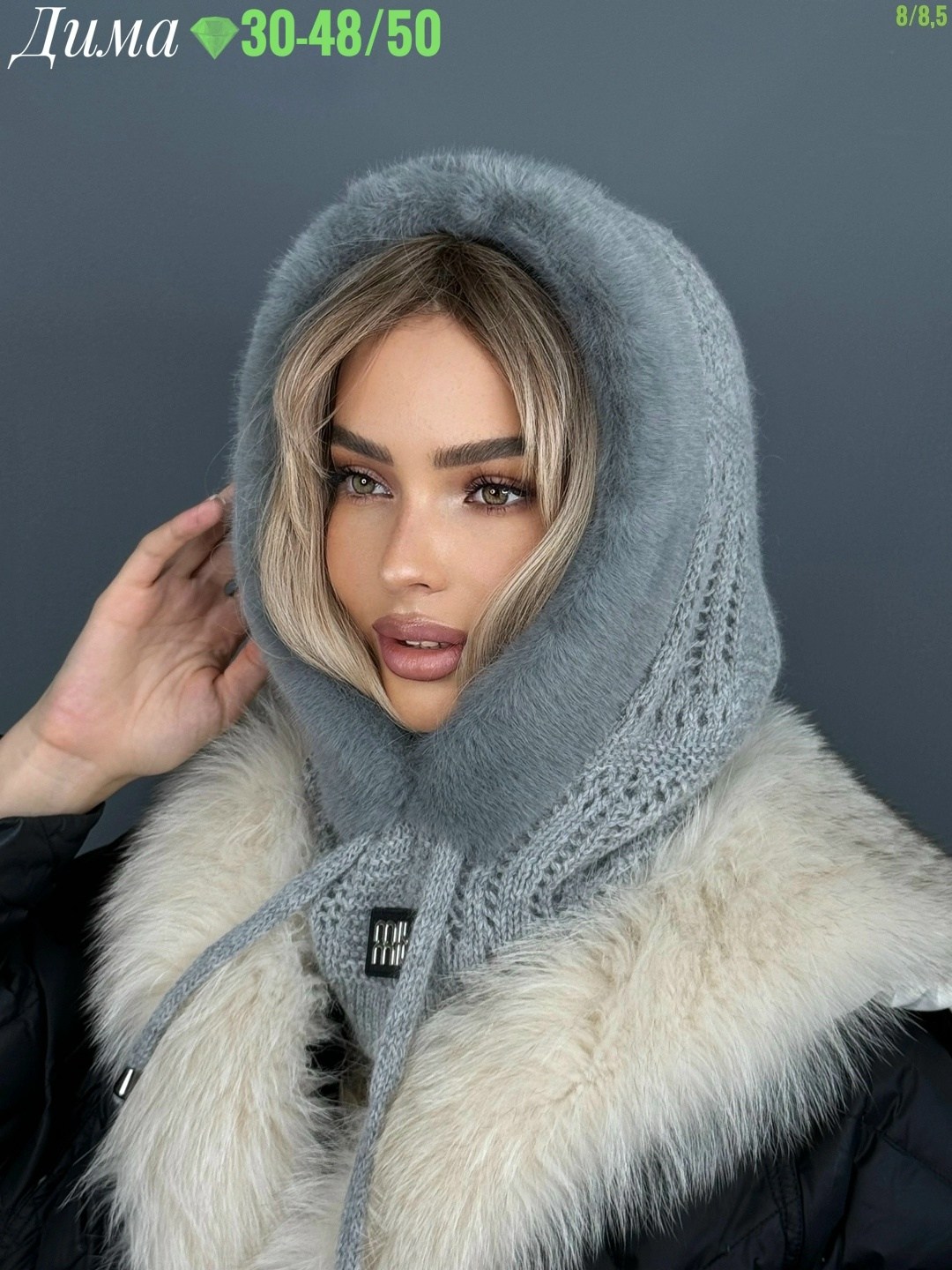 капор пушистый капюшон miu 534888423,капор капюшон,капор женский,шапка с мехом,капор пушистый капюшон miu