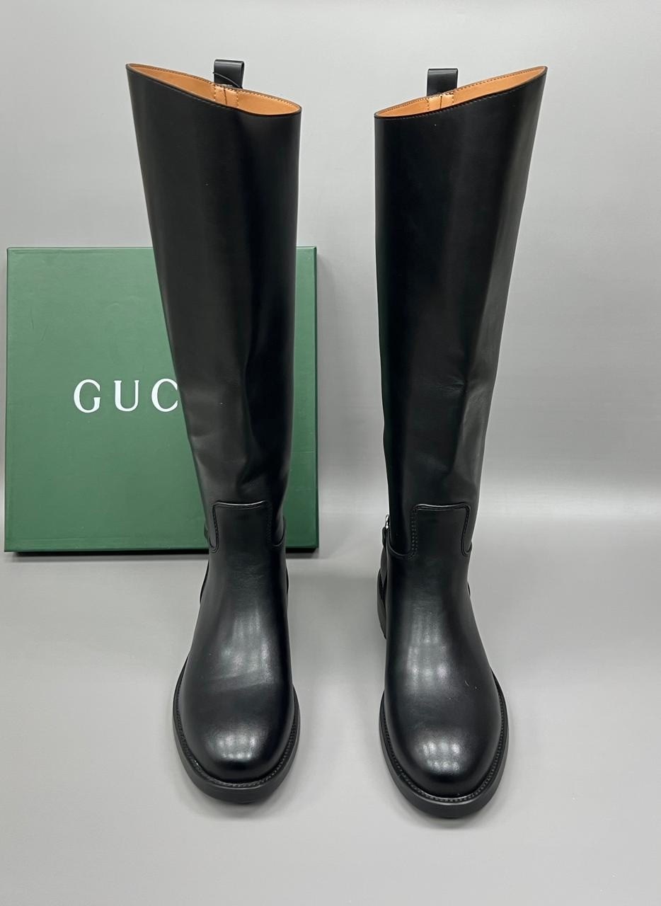 брендовые сапоги gucci женские кожаные на низком каблуке,сапоги hermes,gucci сапоги,женские осенние сапоги gucci черные кожаные,сапоги гуччи