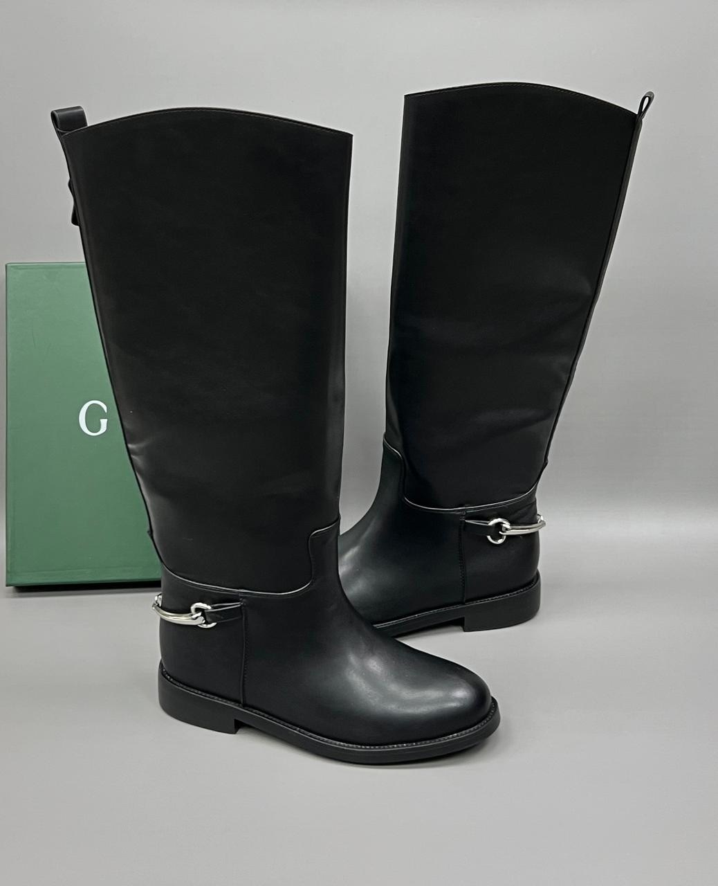 брендовые сапоги gucci женские кожаные на низком каблуке,сапоги hermes,gucci сапоги,женские осенние сапоги gucci черные кожаные,сапоги гуччи