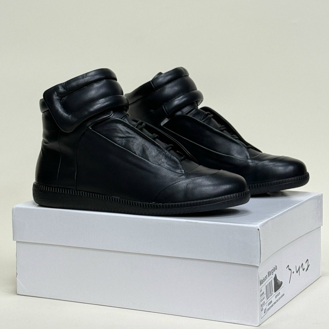 maison margiela future black men 10 43 leather high top sneakers,кроссовки maison margiela future,,maison margiela future high top sneakers,мейсон марджела кроссовки