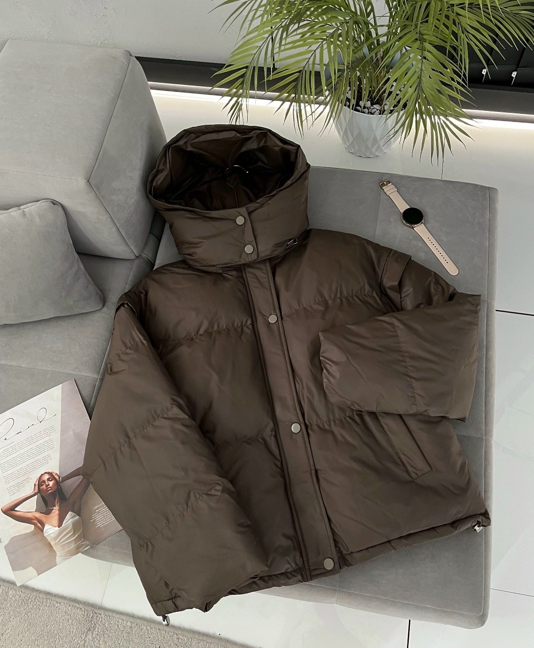 куртка демисезонная с капюшоном vau look цвет голубой,куртка демисезонная,куртка женская демисезонная,куртка оверсайз,куртка norevia демисезон