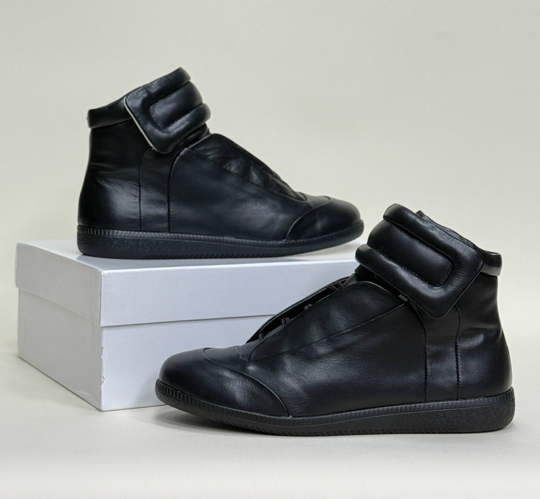 maison margiela future black men 10 43 leather high top sneakers,кроссовки maison margiela future,,maison margiela future high top sneakers,мейсон марджела кроссовки