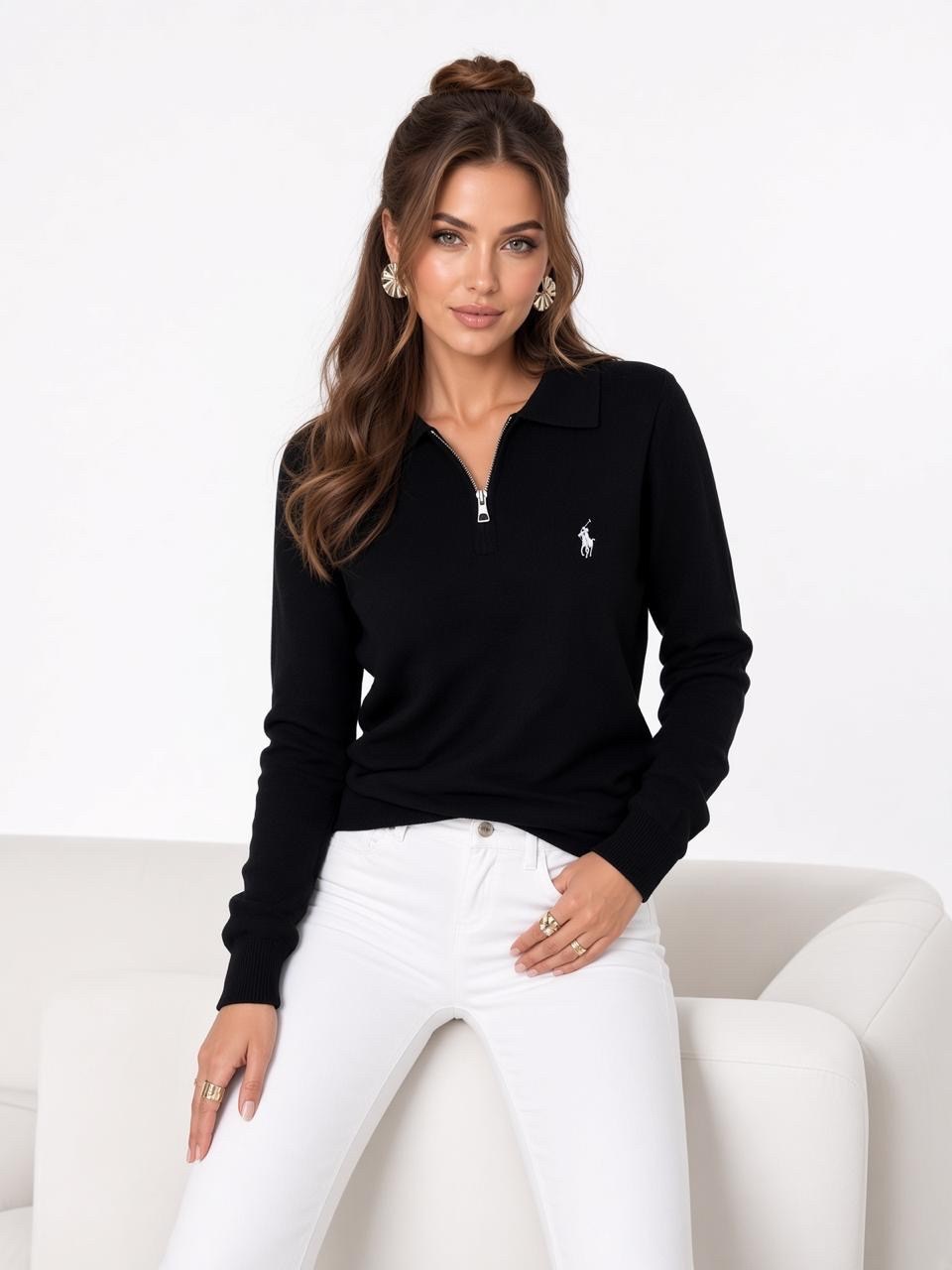 женская кофта,джемпер polo ralph lauren полузамок белый,женские джемпера,джемпер polo ralph lauren,кофта поло